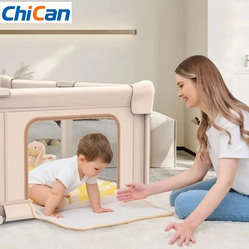 

【Hot】Foldable Baby Playpen Large Playground for Baby Safety Fence Portable Baby Games Area Indoor Outdoor Play Yard with Carry B