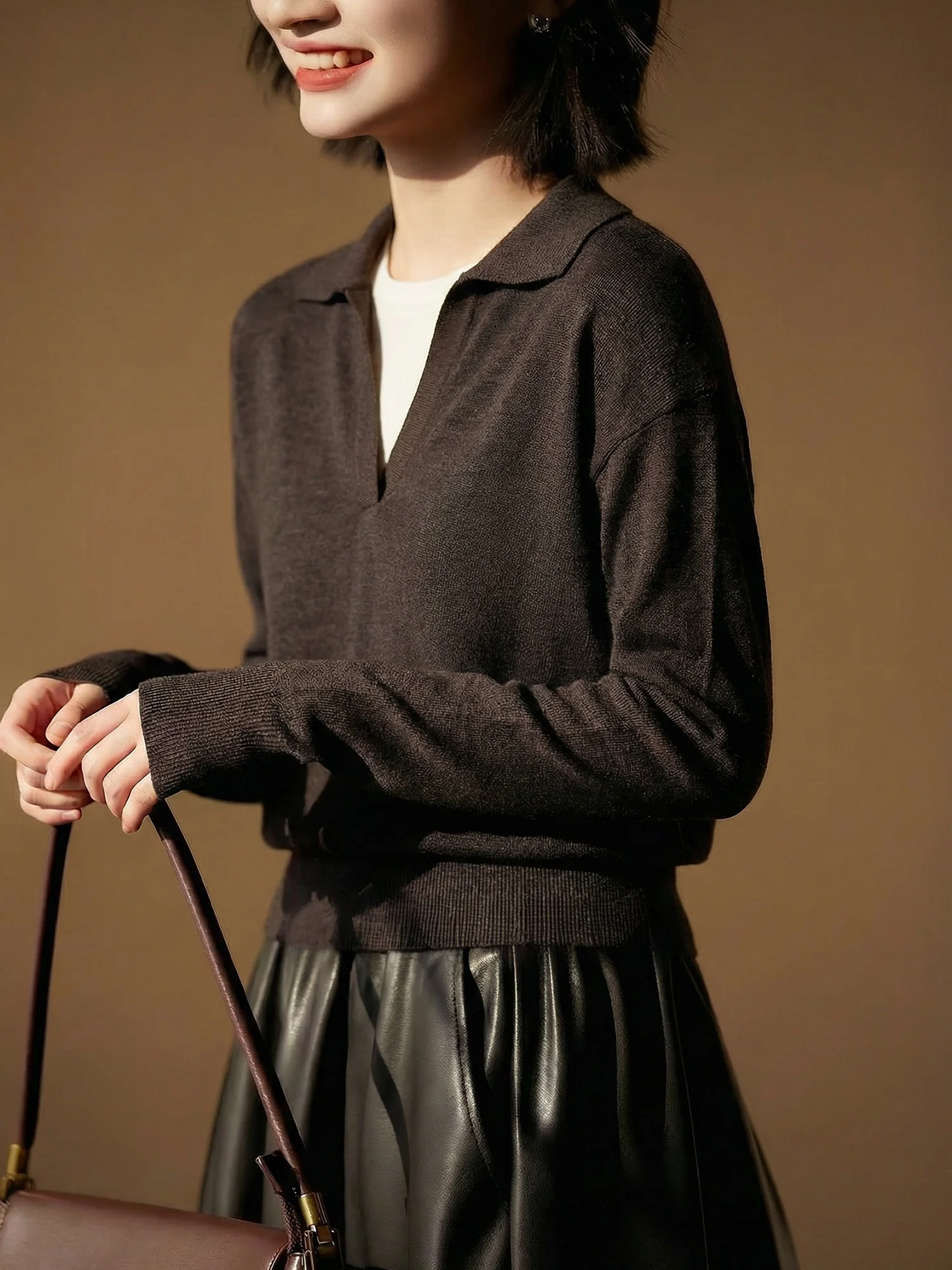 

Chivirin Ne Knitted Sweater Women's Casual Sle Inner Outer Wear Slim Fit Versatile Spring Autumn Season Faion