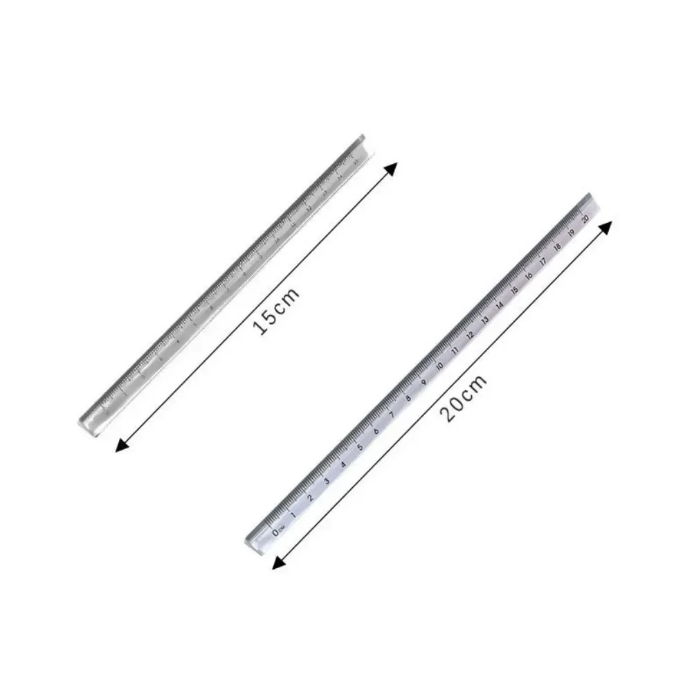 15cm /20 Cm Simple Transparent Triangular Straight Ruler Kawaii Tools Stationery Cartoon Drawing Gift Office School Measuring