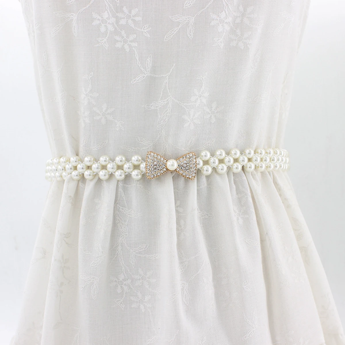 

Rhinestone Pearl Belt Dress Style Belts for Women Dressy Elastic Girl Sash Waist Stretch Fashion