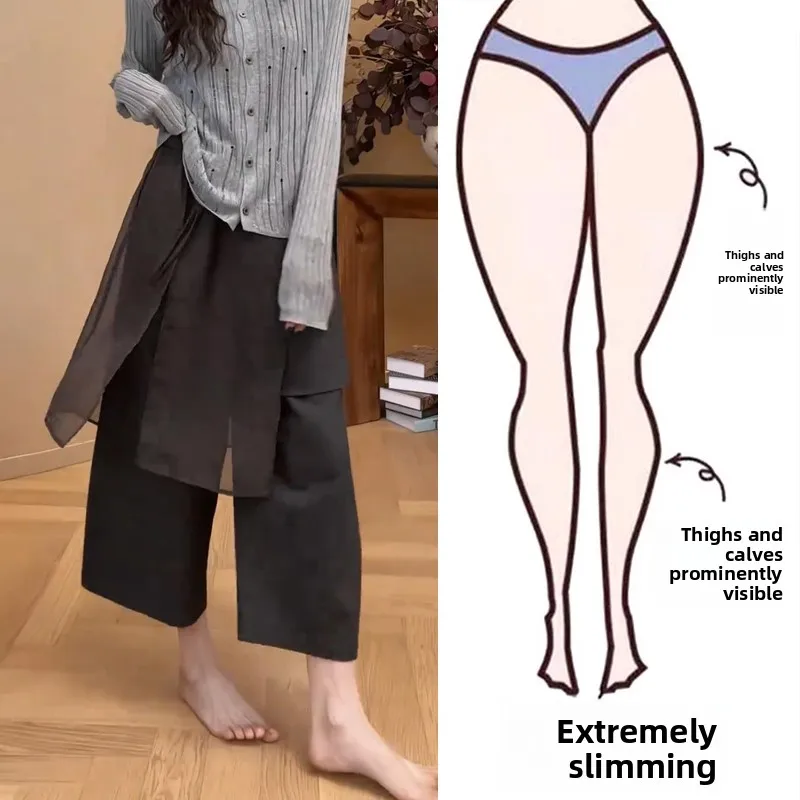 

Spring Summer Casual Pants Women's plus Size 200 Pounds Versatile Loose Slimming Wide Leg Pants High Waist Pocket Detail