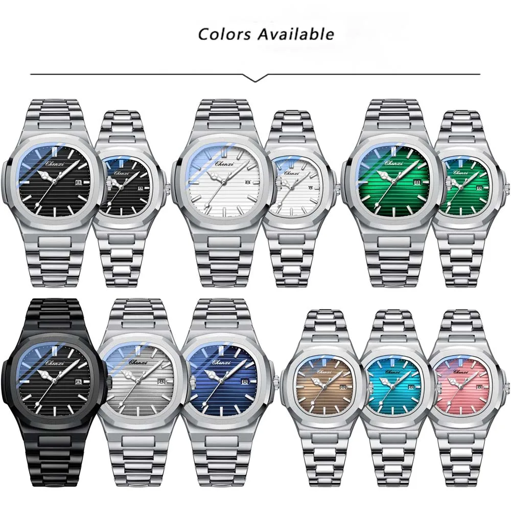 CHENXI Couple Watch Luxury Business Men's Quartz Date Wristwatches  Waterproof Luminous  Quartz Watch for Men & Women