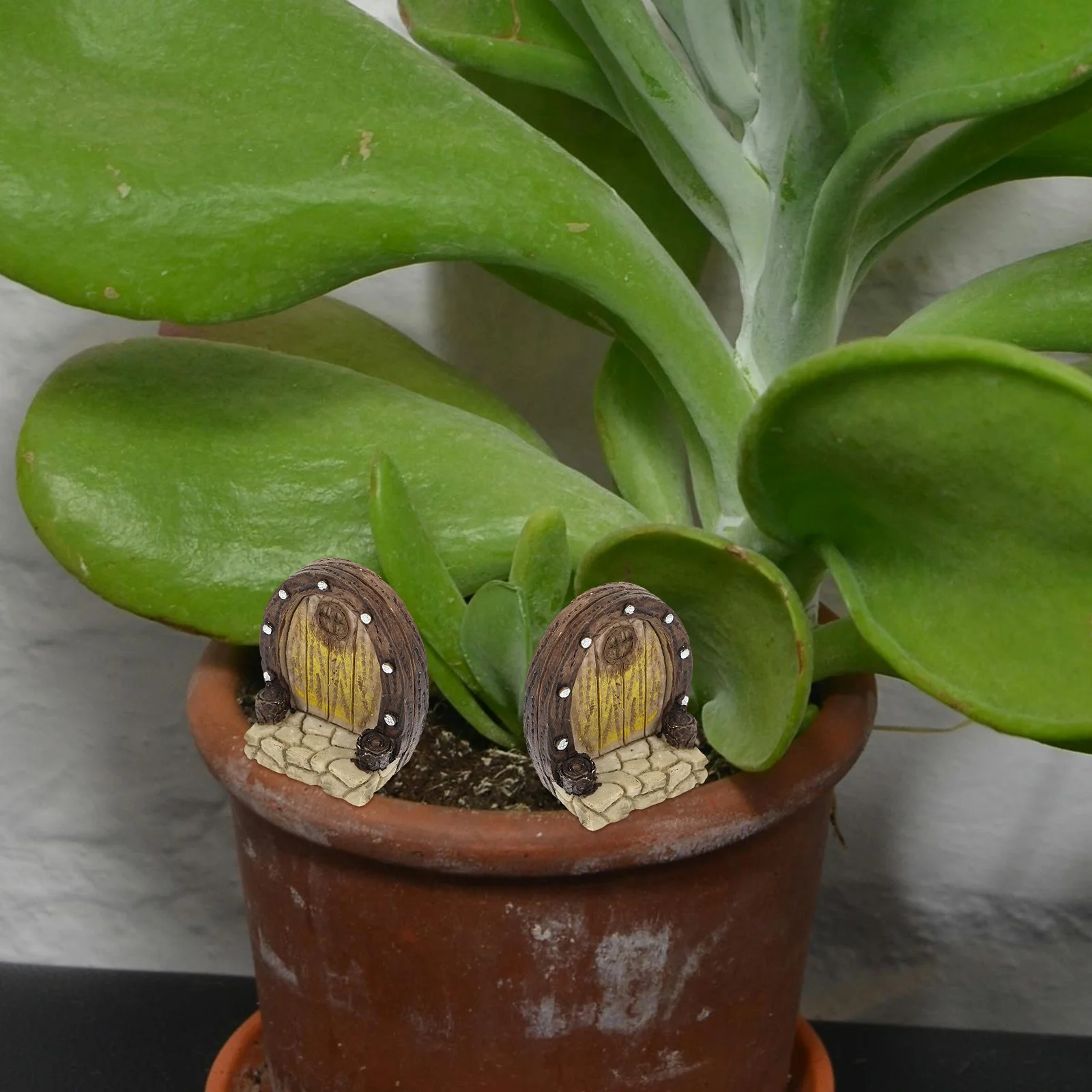 

10Pcs Simulation Wooden Garden Door Mini Resin Ornament Micro Landscape Decor Creative Design for Home and Garden