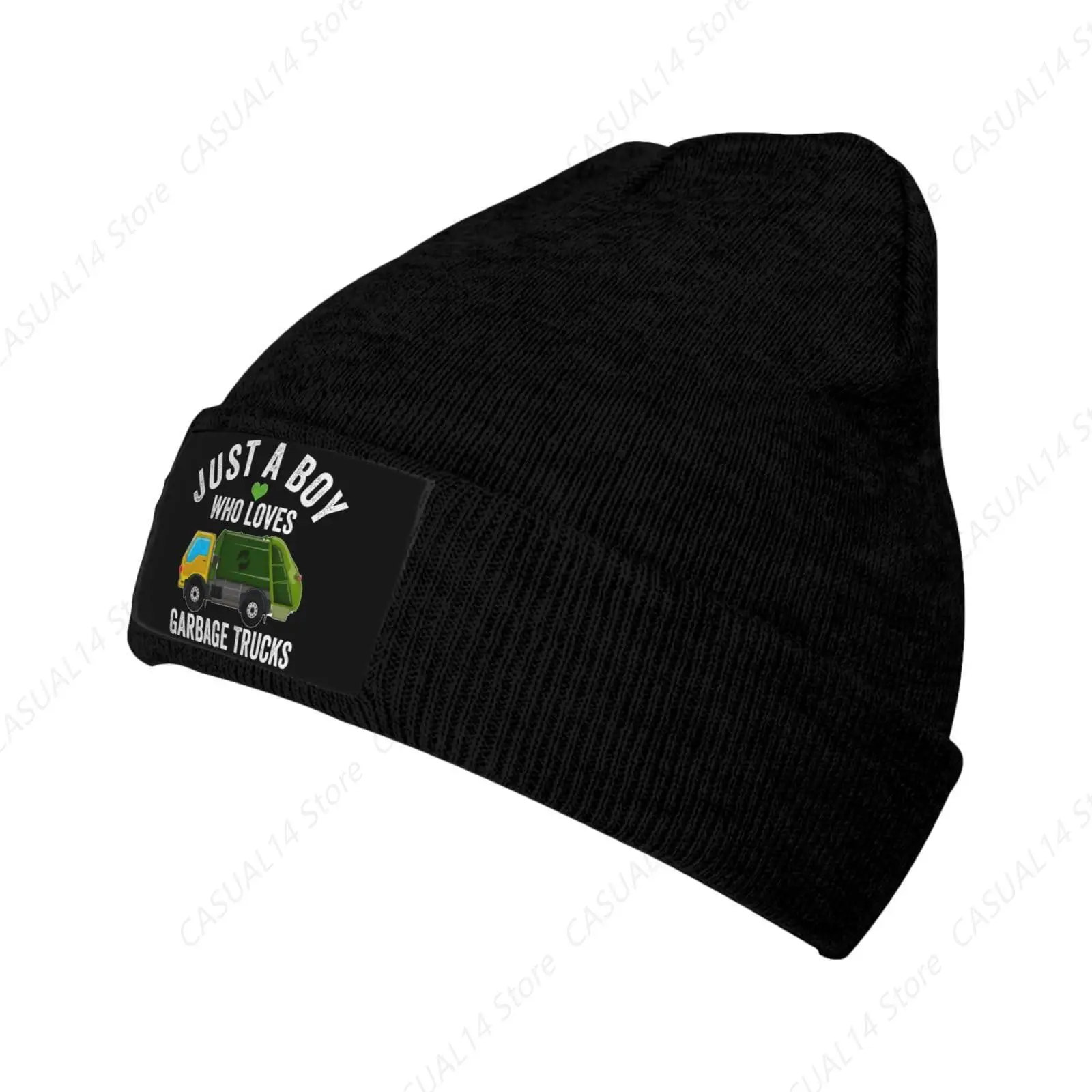 Just A Boy Who Loves Garbage Trucks Knit Hats Beanie Hat Soft Skull Cap Winter Hat for Men Women