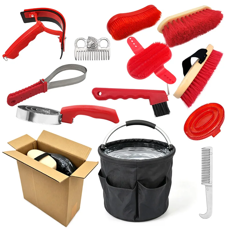 12-in-1-professional-horse-brush-supplies-set-for-grooming-care-with-horse-brushes-curry-comb-hoof-pick-storage-tote-bag