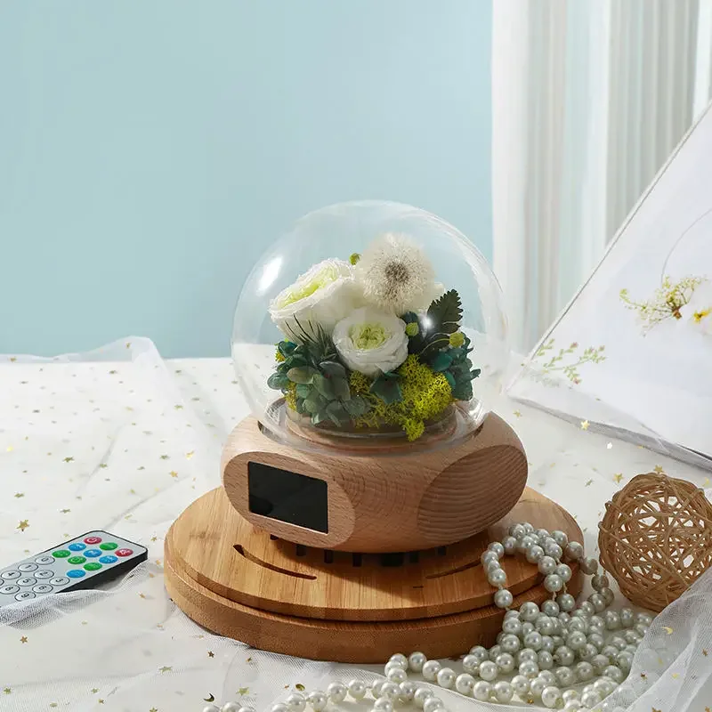 High Quality And Pretty Preserved Flower Alarm Clock with Remote Control Christmas Valentine's Day Graduation New Year