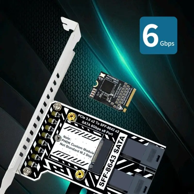PCIe3.0 Double SFF-8643 SATAs Expansion Card for Internal Storage Expansion, PCB Adapter for Desktop Builds 83CF