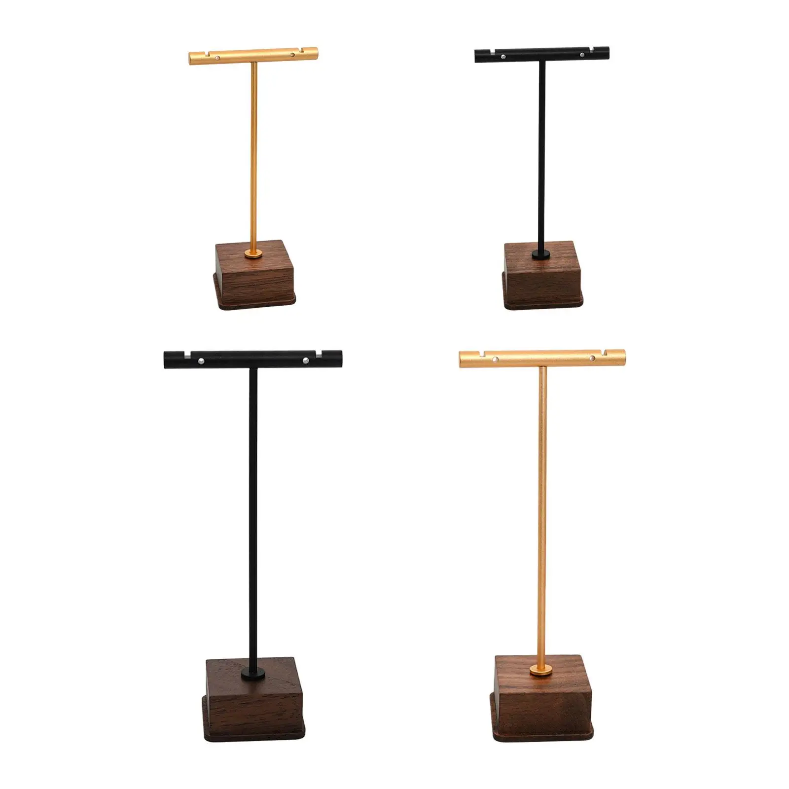 

Earring Display Stand Wooden and Metal Countertop T Shape Jewelry Stand for Bracelet Tradeshow Photography Retail Store Selling