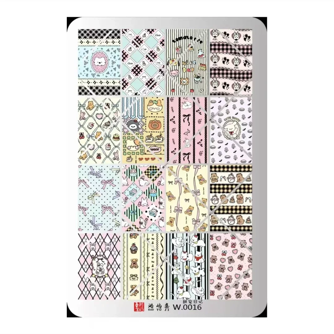 1PC Katze Bowknot Spitze Kaninchen Nagel Stempelplatten Linie Druck Schablone Nagel Stempel Vorlagen Nail art Werkzeuge