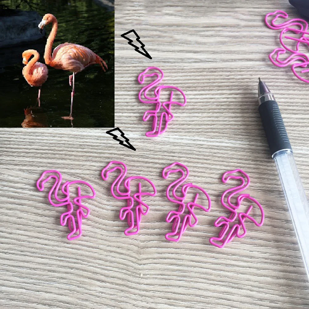 

10pcs Colorful Paper Clips Metal Cartoon Flamingo Office School Supplies Non Rust Paper Holder Letter Organizer