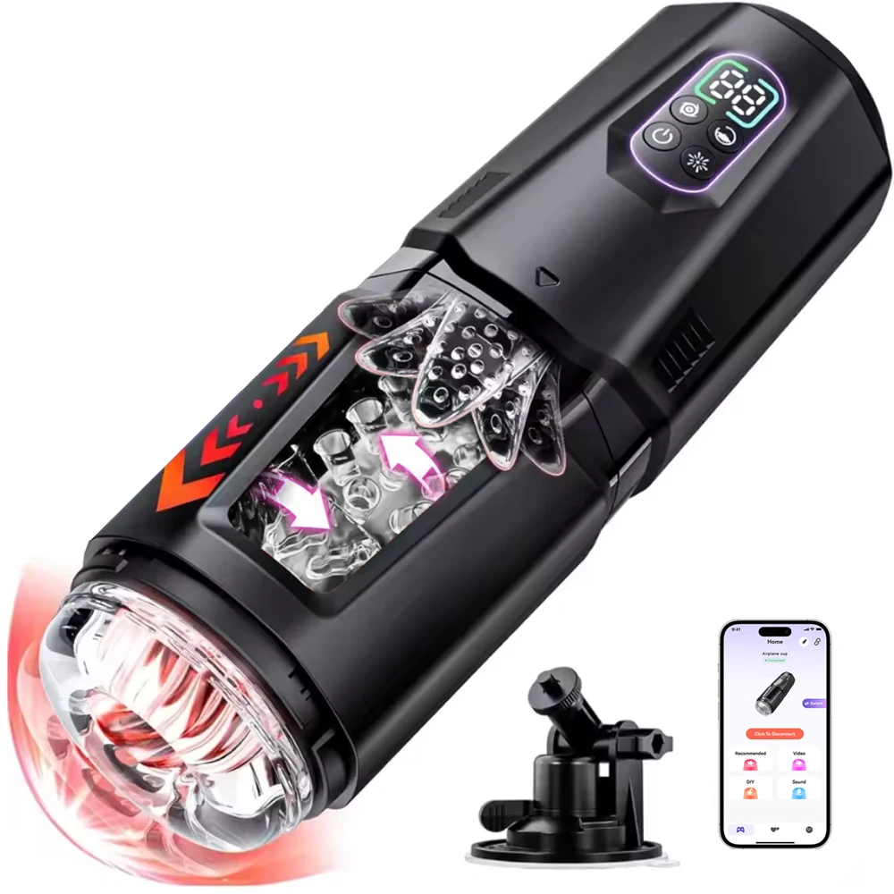 APP Remote Control Fully Automatic Rotary Telescopic Airplane Cup With Hands-Free Male Masturbation Sex Toys Adult Products