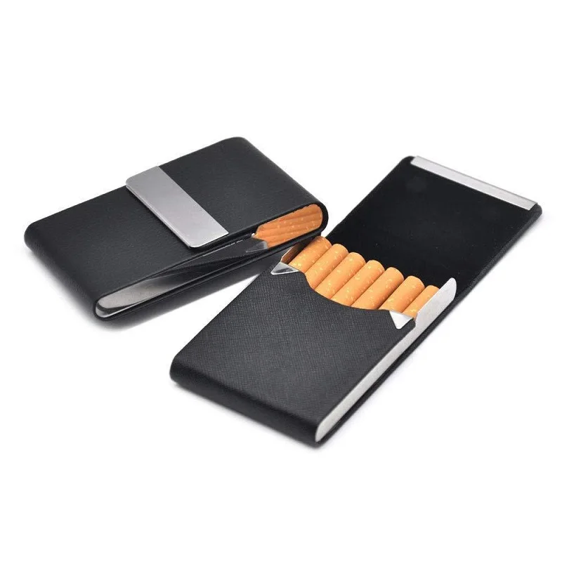 Smoking Accessories Cigarette Case 1 PC Cigar Storage Box Stainless Steel Multifunction Card Cases PU Tobacco Holder