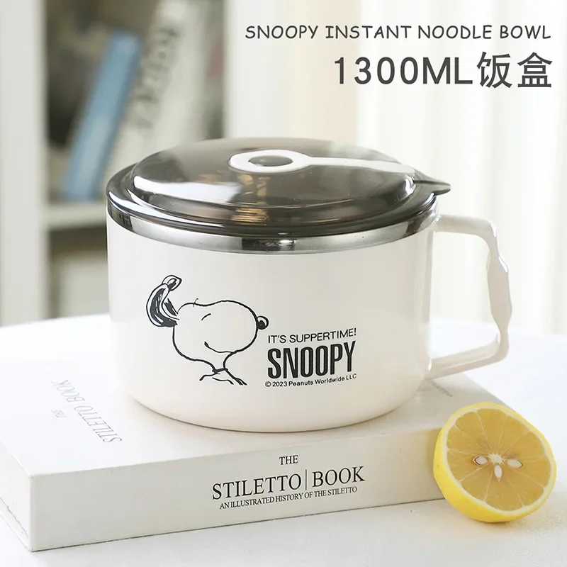 

Snoopy Large-capacity Instant Noodle Bowls with Lid 304 Stainless Steel Student School Rice Insulation Bowl Instant Noodle Bowl