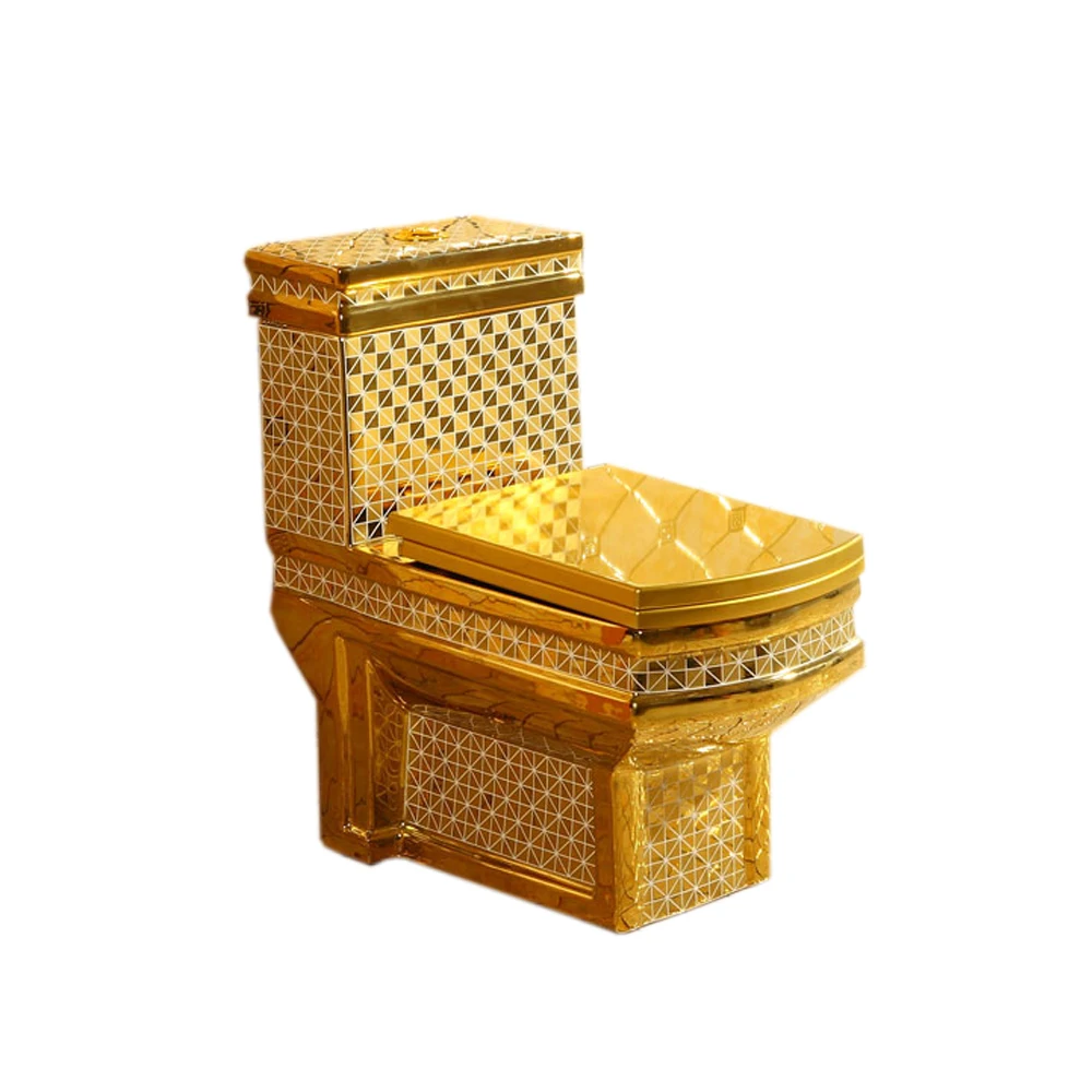 

High Quality Ceramic Washdown Flushing Floor Mounted One Piece Gold Toilet For Home Use