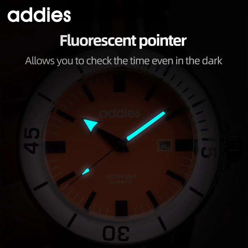 Addies New Fashion ساعة تناظرية للرجال رياضية خارجية 50 متر مقاومة للماء كوارتز ساعة مع حزام نايلون ساعات رجالية فاخرة