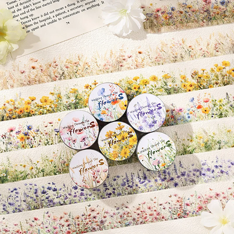 Journamm 30mm*2m Blume Hand Konto Tapes Aufkleber Kreativität DIY Scrapbooking Junk Journal Collage Tapes