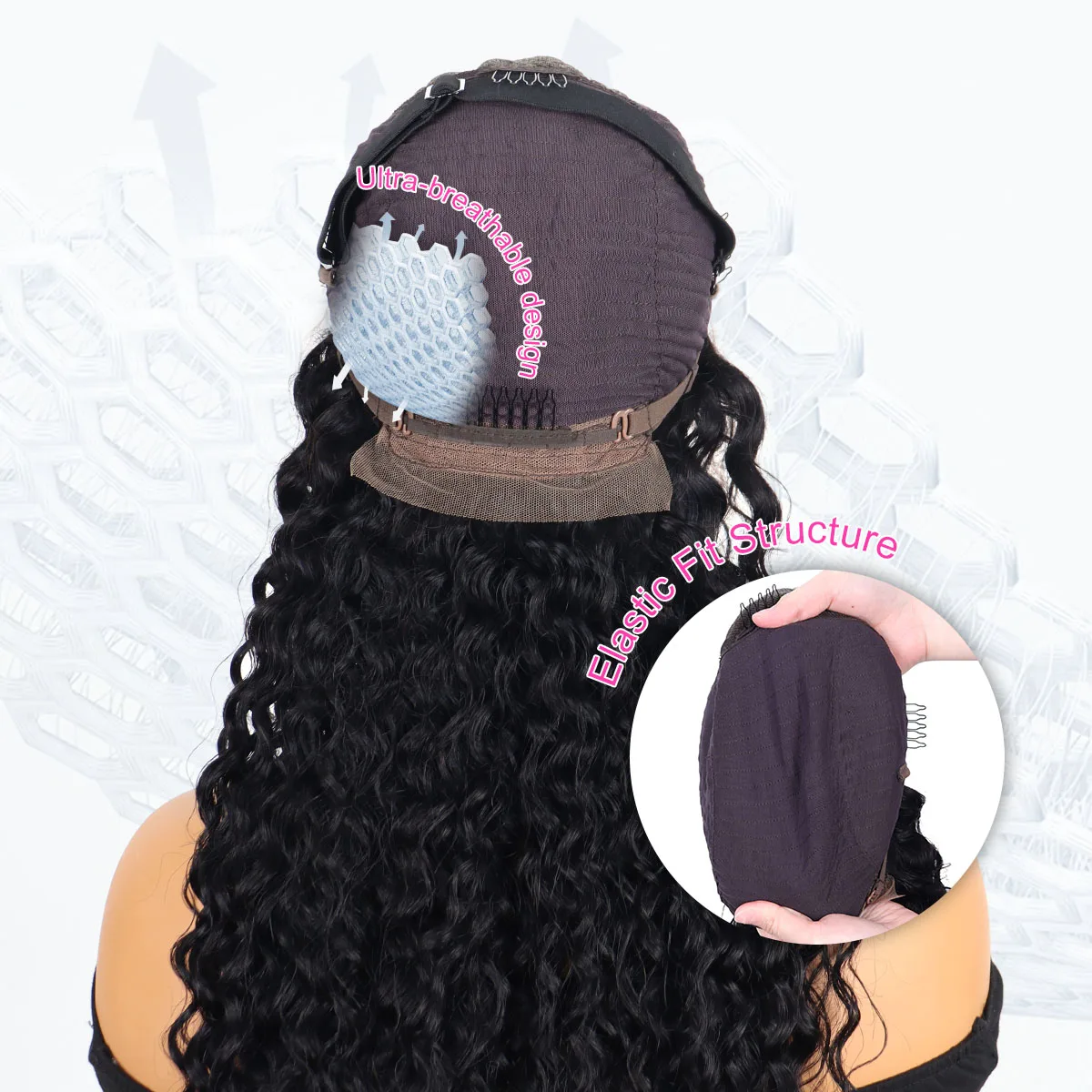 Peruca Frontal de Renda HD 13x6 com Cabelo Humano Cacheado Ondulado Profundo 220% Densidade, Pré-Alongada, 30-40 Polegadas, Cor Natural, Efeito Molhado e Ondulado, para Mulheres Negras