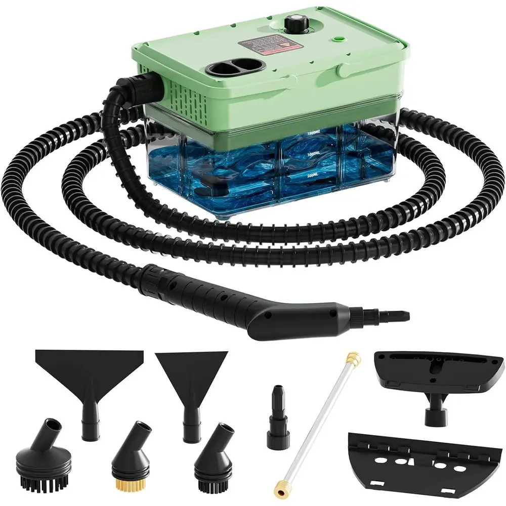 

Handheld Steam Cleaner 2500W, 10s Heat-Up, 50.73OZ Tank, Pressurized Portable Steamer with 9 Accessories for Home, Car, Kitchen,