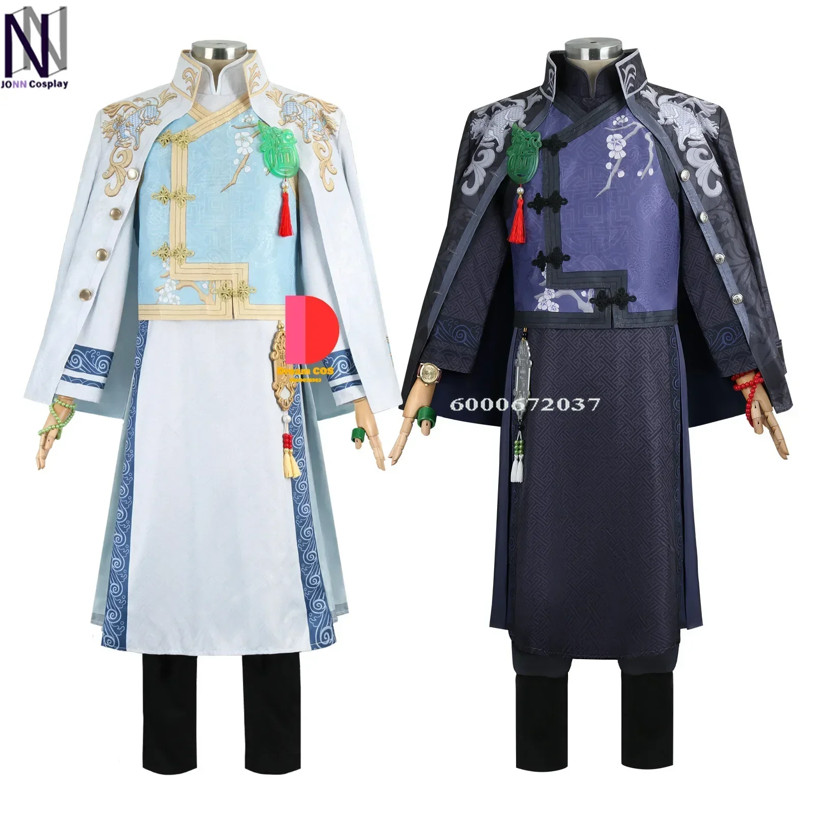 

Identity V Game Mr. Xie and Mr. Fan Cosplay Costume with Wigs Qilin Merchant Wu Chang Uniform Watch Ring Bracelet for Halloween