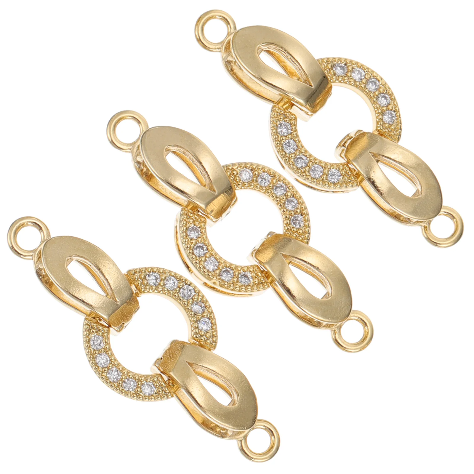 

3pcs Gold-covered Zircon Clasps Round Buckle Hook for Bracelets Necklace DIY Jewelry Making Small Fashion Elegant Design