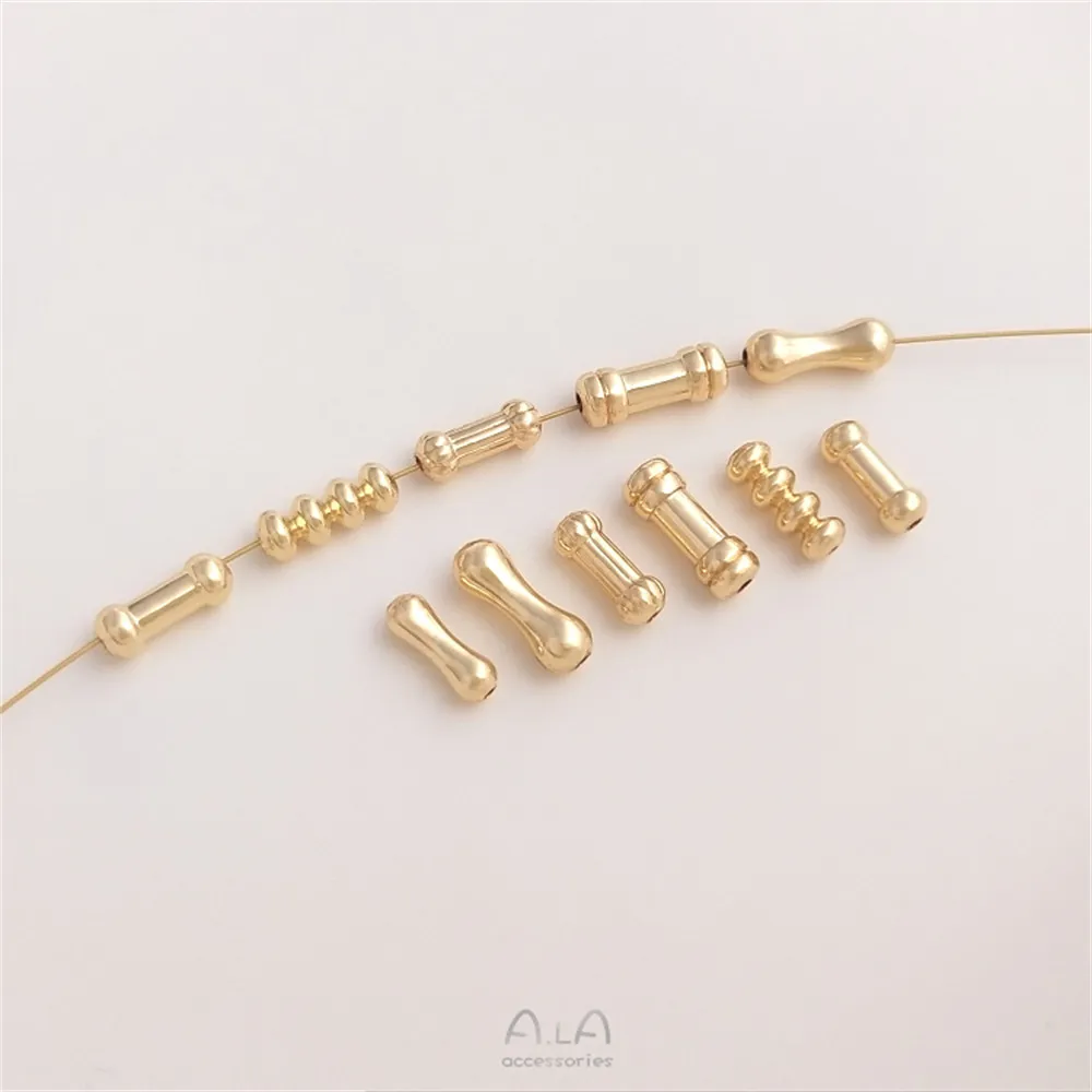 

14K gold-covered straight tube separated bead bamboo knuckle pumpkin bone through hole tube bead diy jewelry accessories