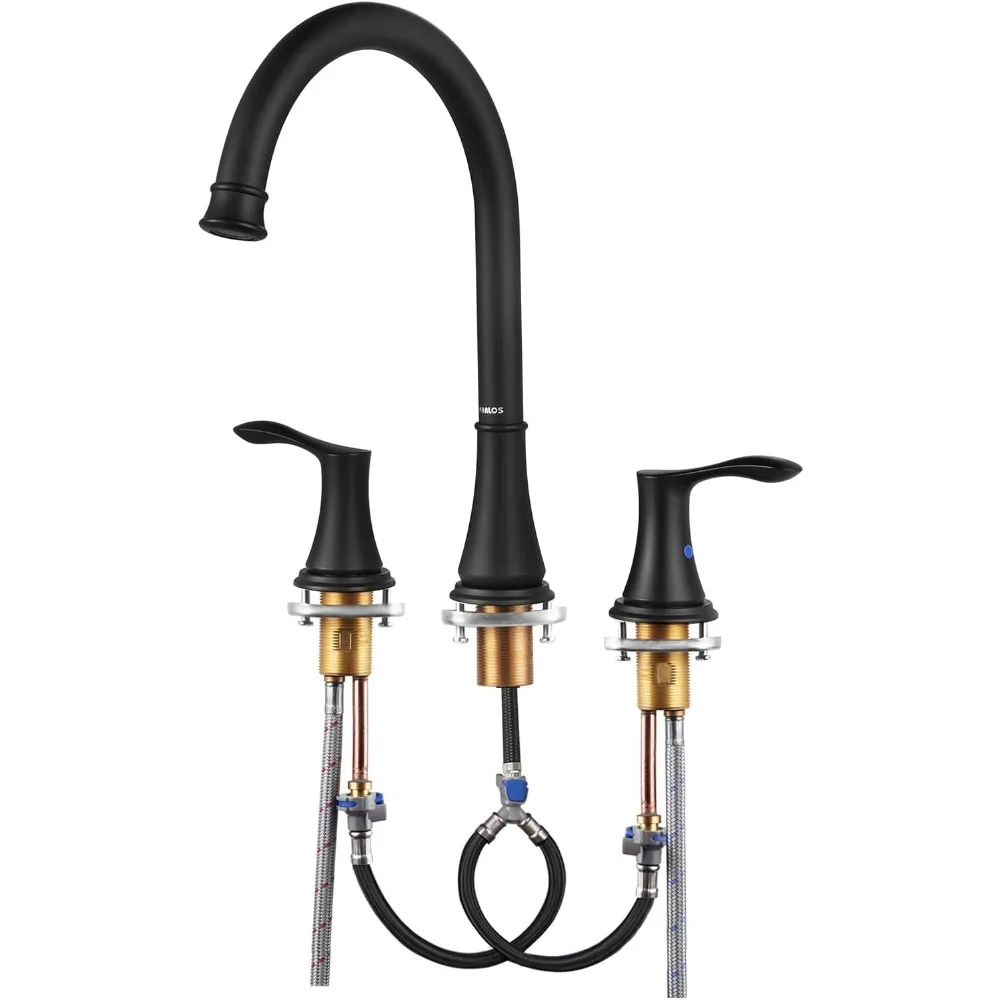 

Widespread High Arc Roman Tub Faucet with Valve and Supply Lines, Matte Black, Demeter Model 1436204