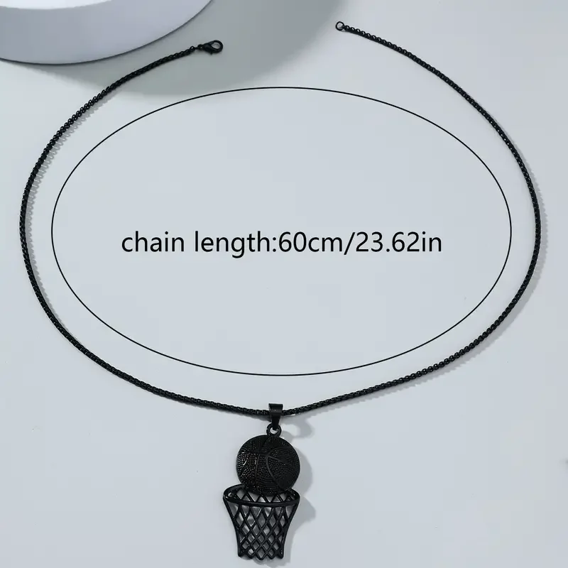 Hip Hop Basketball Hoop and Ball Pendant Necklace Sport Black Basketball Necklaces For Men Boys Jewelry