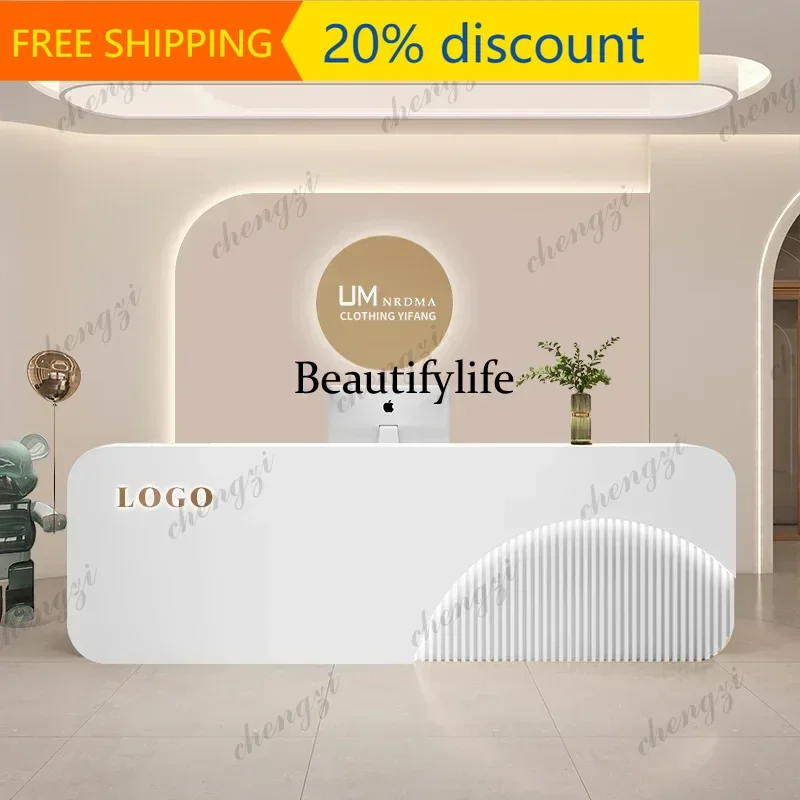 132 Storage Boutique Reception Desks Modern Checkout Long Business Reception Desk White Beauty Bancone Per Negozio Office Furnit