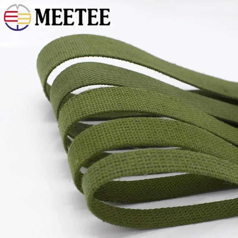 10Meters 15-50mm 2mm Thick Army Green Cotton Webbing Canvas ribbon for Bag Backpack Strap Seat Belt Tape Bias Binding Accessory