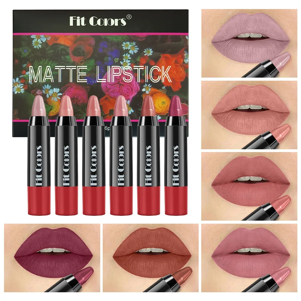 Sexy Red Waterproof Long-Lasting Lipstick Pencil Set Velvet Matte Non-Stick Cup Makeup Lip Tint Pen Cosmetic Lipsticks