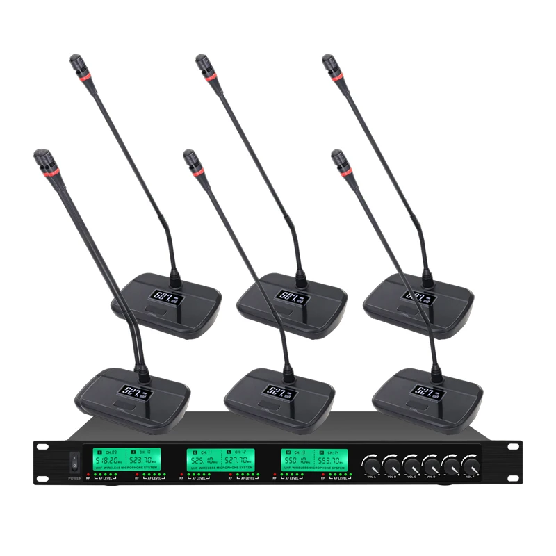 ERZHEN Professional wireless microphone system UHF 6 conference handheld suitable for speeches, meetings, and performances