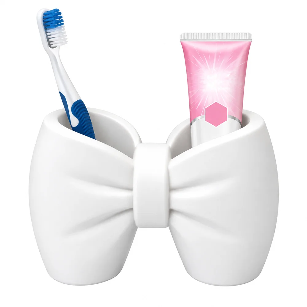 HTMCKToothbrush Holder Bow Shaped Toothbrush Holder bathroom Washbasin storage Rack for toothbrush Toothpaste base Bracket