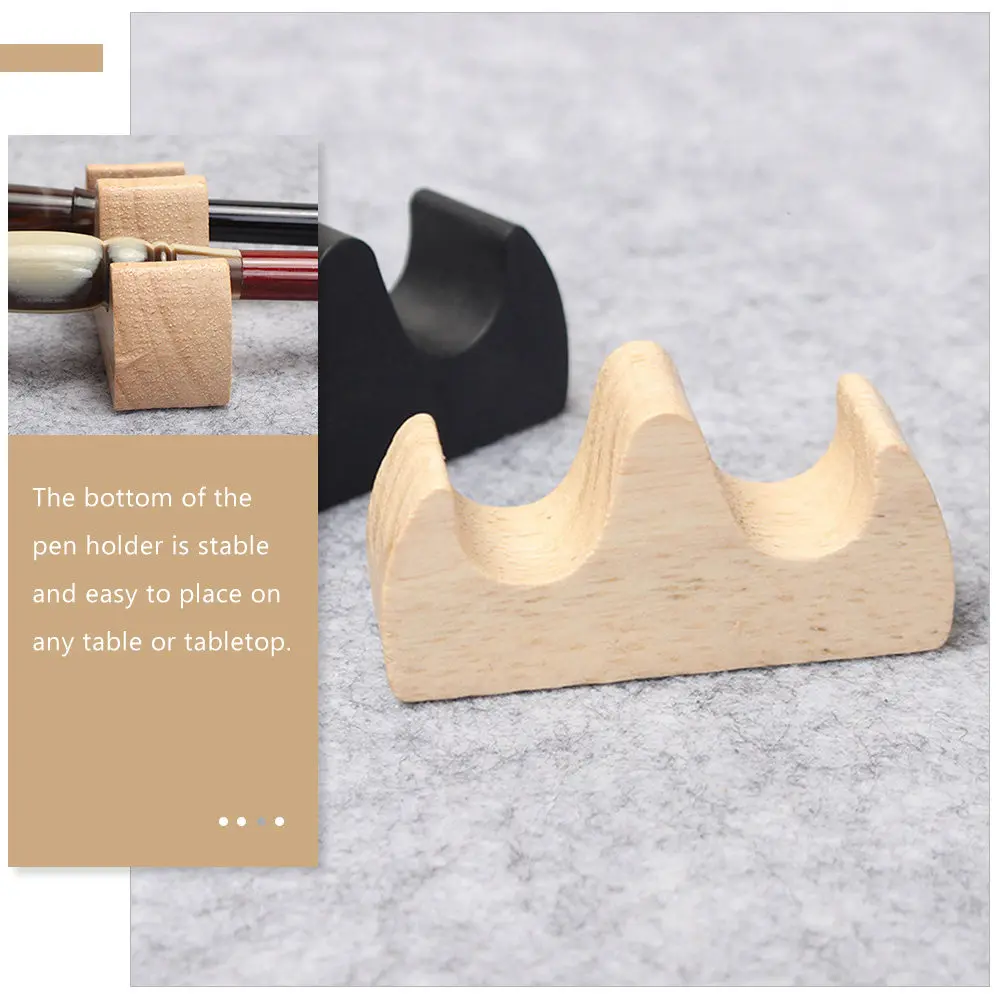 10Pcs Natural Wood Brush Mountain Chinese Calligraphy Pen Holder Elegant Simple Design Desktop Brush Rest for Study Room