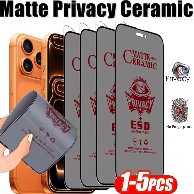 1-5 Stück Matte Keramik-Sichtschutzfolie für iPhone 17 Pro Max Anti-Spy-Film iPhone 16 15 14 13 12 11 Pro Max XS 7 8 Plus