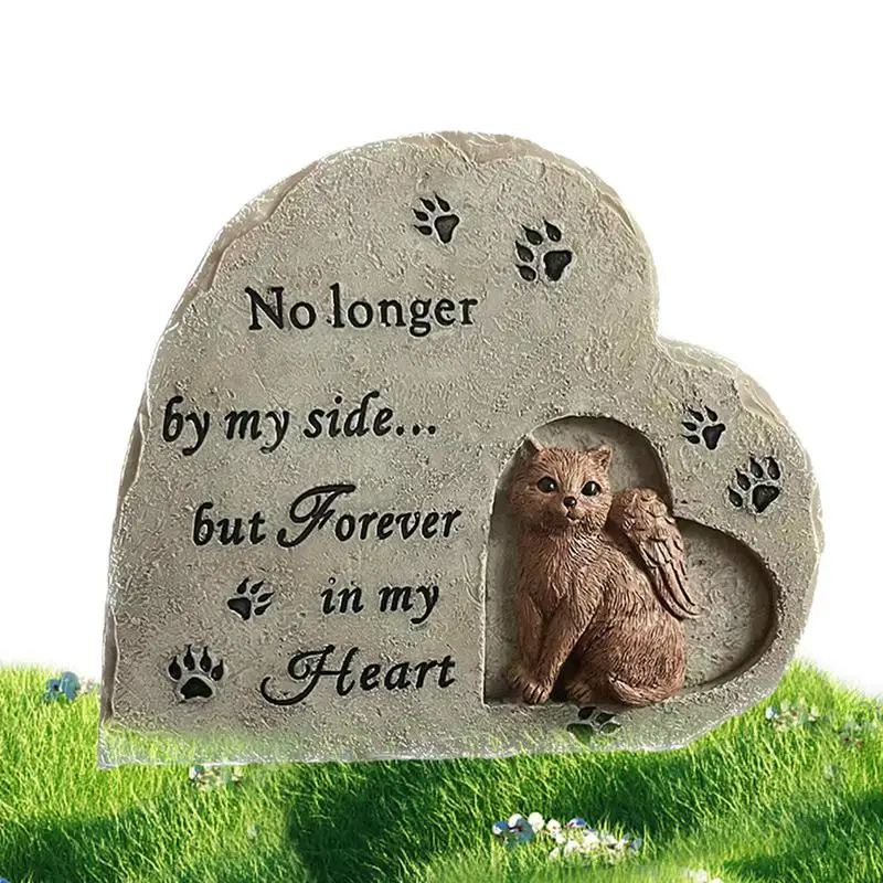 Cat Memorial Stone Cat Garden Stone Cat Angel Memorial Stones Weatherproof Resin Cat Headstones Cat Grave Markers Outdoor Cat