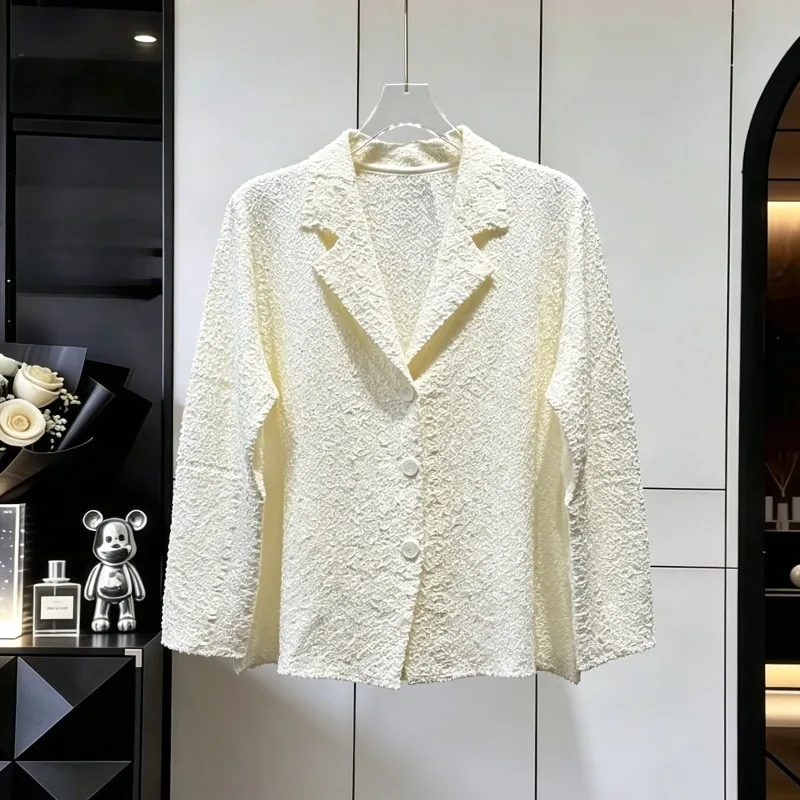 Miyake Long Sleeve Handmade Pleated Jacket 2026 Autumn New Style Elegant Fashion Women's Lightweight Stretchy Commuter Clothing