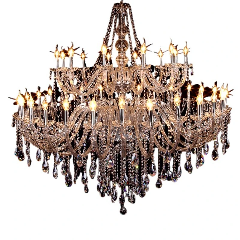 

European crystal chandelier LED living room luxury atmosphere hotel engineering villa dining room light bedroom candle lighting