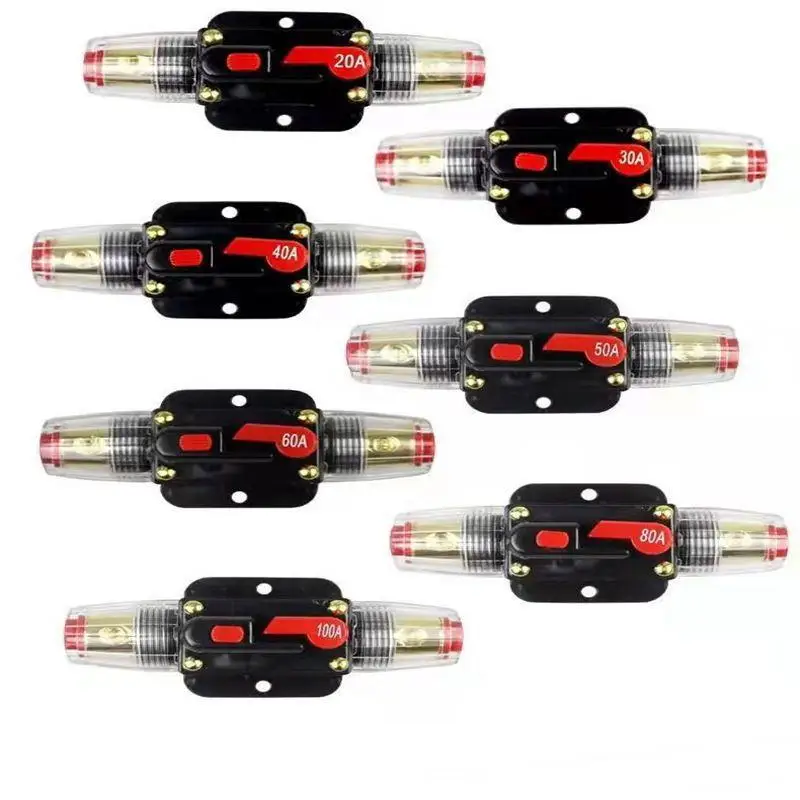 1Pcs DC12/24V Inline Fuse Holder 20-150A Manual Reset Circuit Breaker For Car Audio Sound Amplifier System RV Marine Boat Truck