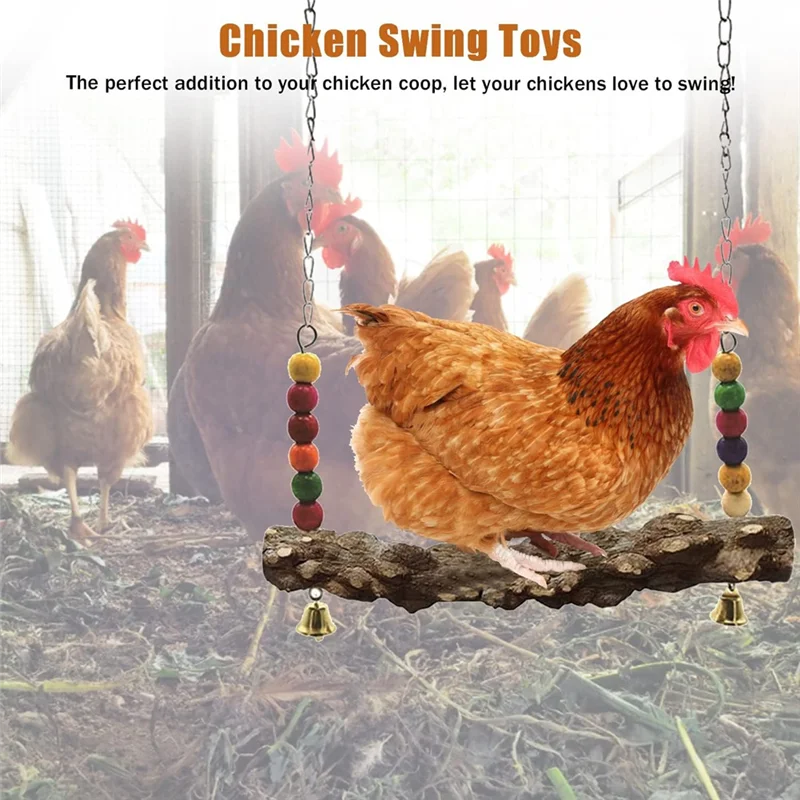 

Reliable 4 Pack Chicken Bird Swing,Natural Wooden Swing ,Wood Stand For Chick,Safe Chicken Coop Accessories For Bird,Parrot