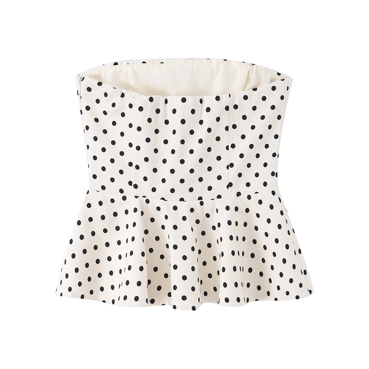 Damenmode Polka Dots Weste Sexy Elegant Ärmellos Rückenfrei Trägerloses Top mit Falten am Saum Sommer Freizeit Tanktop – Detail 11