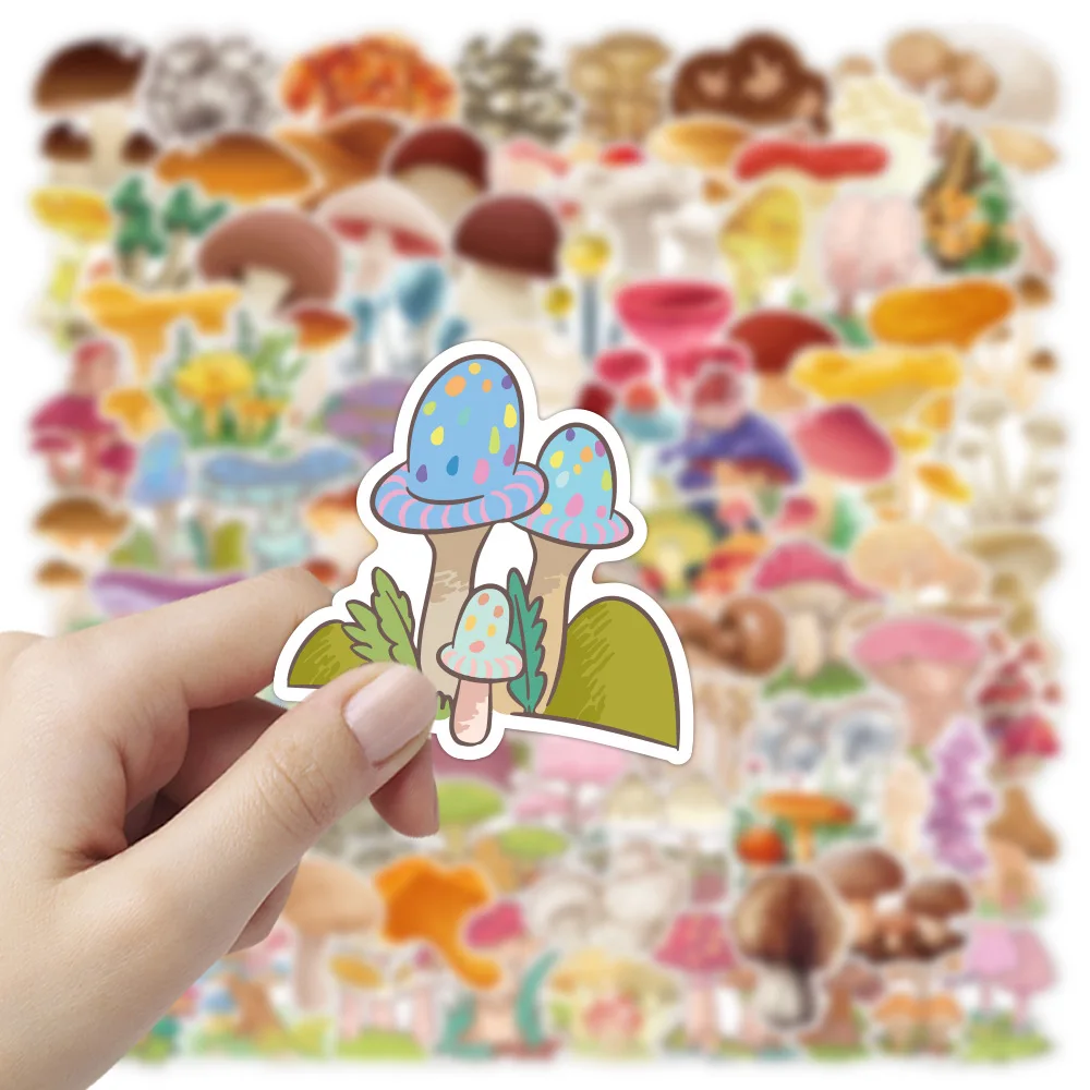 100PCS Cute Mushroom Stickers for Laptop Guitar Luggage Skateboard Car Wall Waterproof Graffiti Sticker