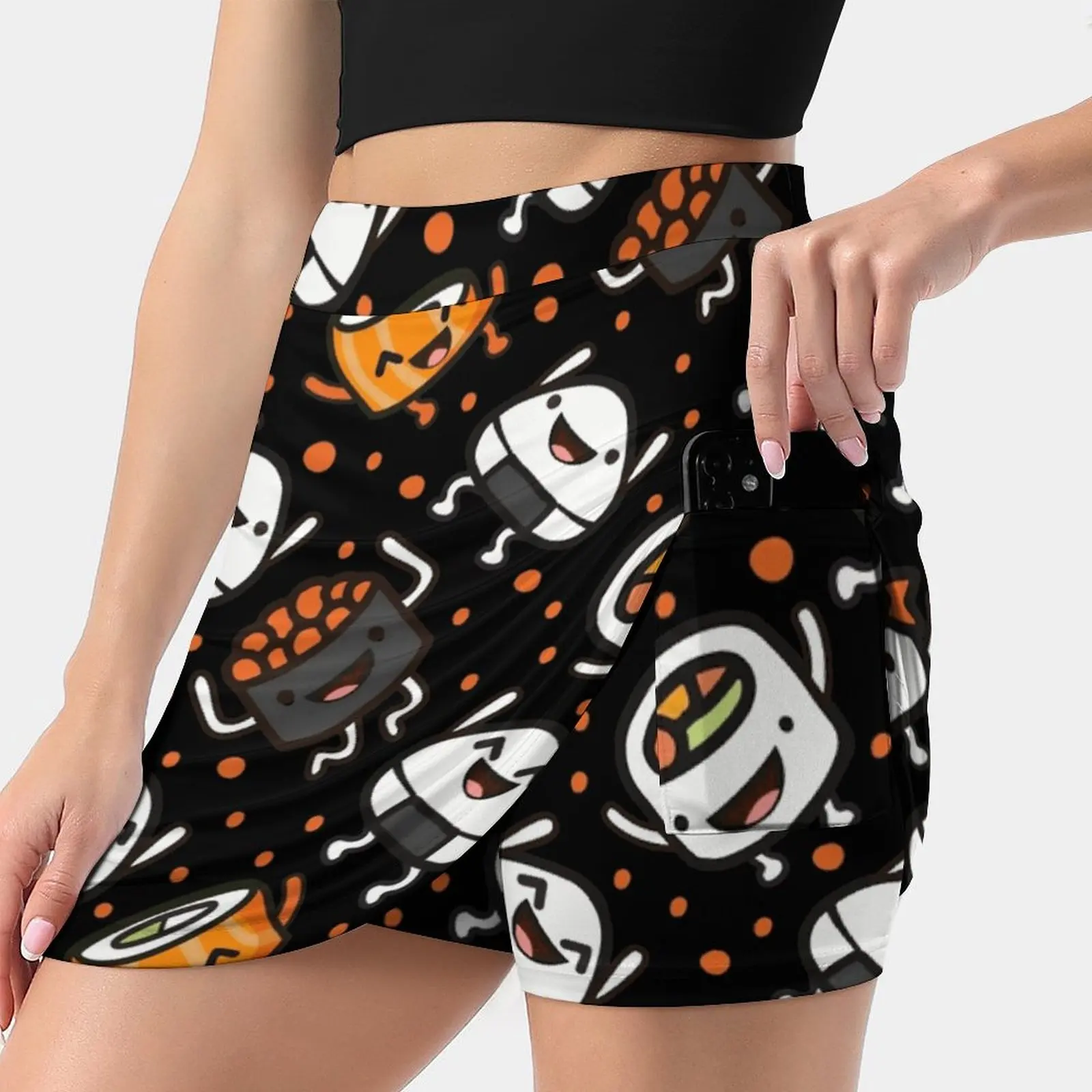 Sushi Party S-4Xl Tennis Skirts Golf Fitness Athletic Shorts Skirt With Phone Pocket Sushi Sushi Lover I Love Sushi Sashimi