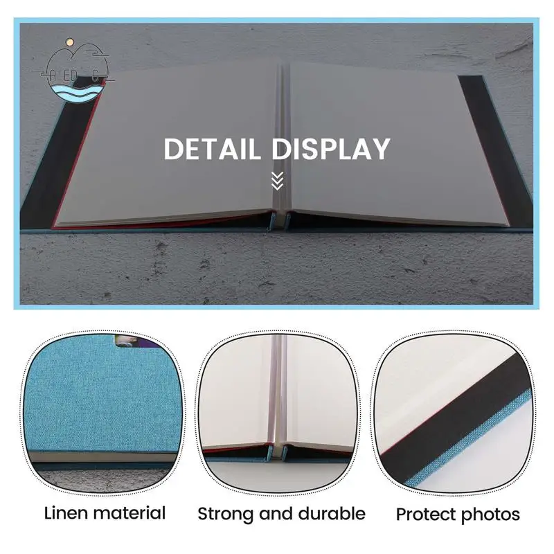 

AED6-Photo Album Self Adhesive Scrapbook For Wedding/Family/Lovers Linen Cover DIY Gift For Valentines Day Mothers