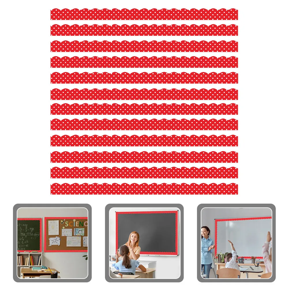12Pcs Adorable Magnetic Border Trim Wave Edge Bright Colors Decorative Bulletin Board Border for Classroom Office Whiteboard