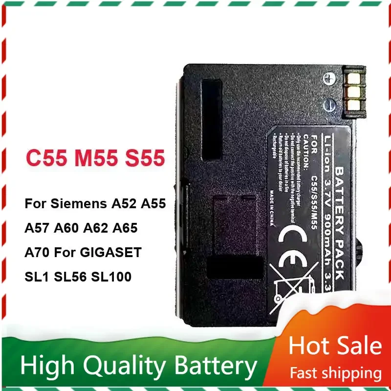 

M55 S55 900Mah Battery for Siemens A52/A55/A57/A60/A62/A65/A70/C55/GIGASET SL1/SL56/SL100/SL565/M55/S55 (EBA-510) Batteries