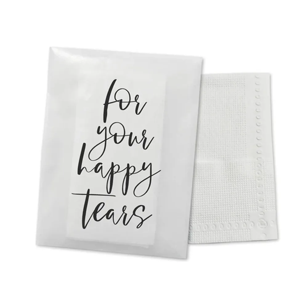 Happy Tears Tissue Packets | Wedding Tissues | Wedding Guests |Biodegradable Packets | For Your Happy Tears