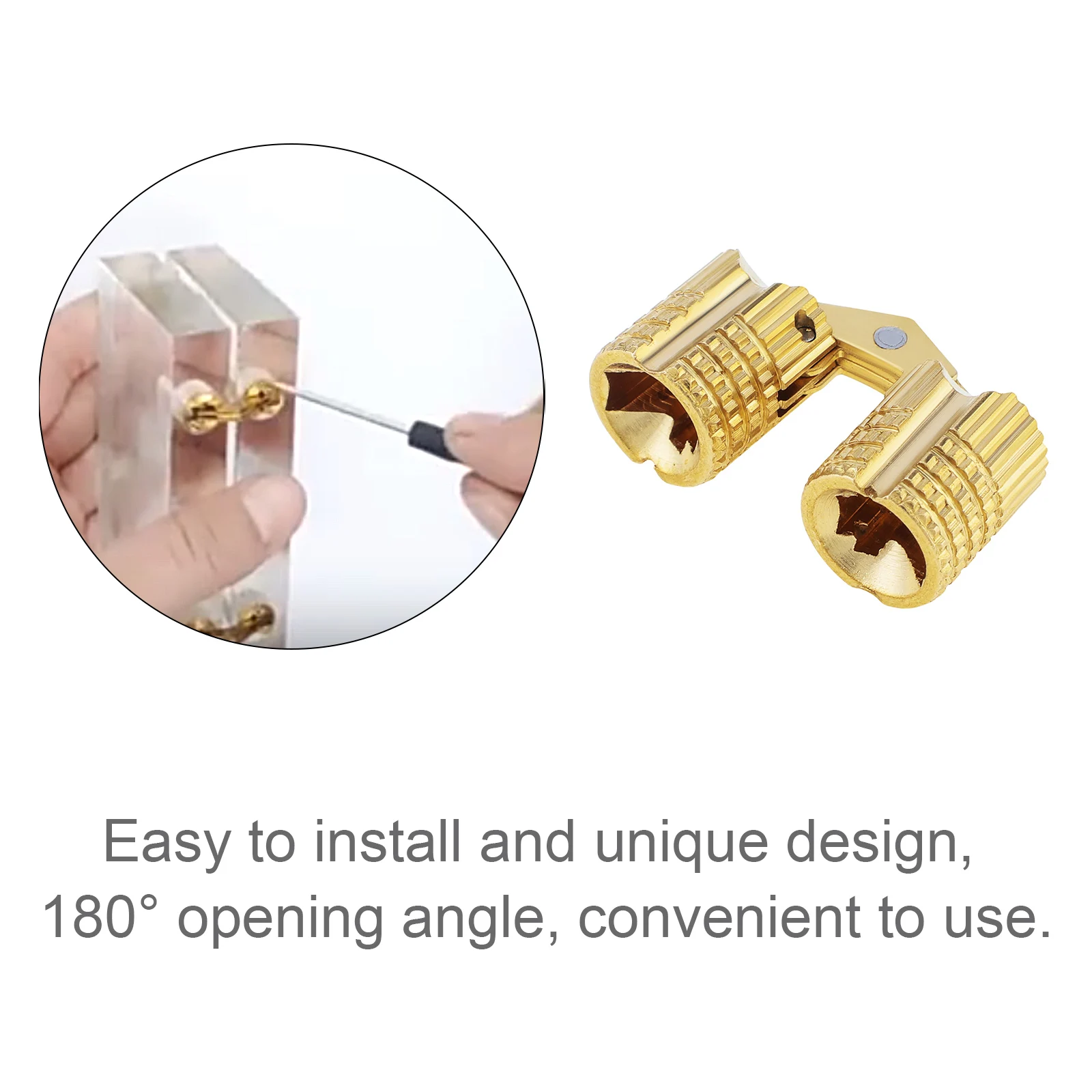 Bisagras para muebles, barril de latón Invisible oculto, bisagras de 8mm y 180 grados para joyero DIY/artesanía manual