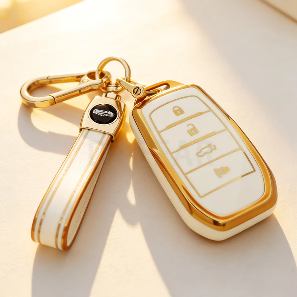 4 Buttons TPU Car Key Case Cover for Toyota Land Cruiser 200 300 Prado Crown TLK 200 Yaris Cross Hilux Innova Fortuner Camry