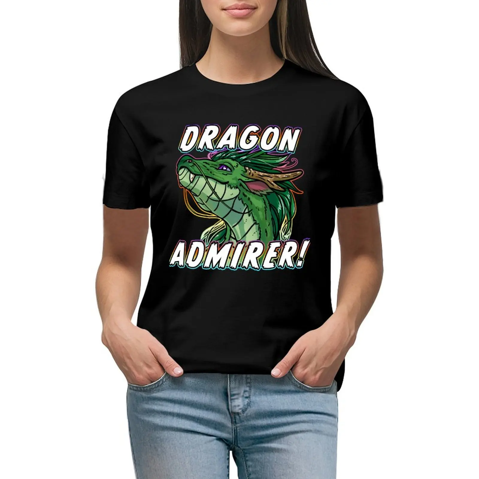 

Dragon Admirer! (Green) T-shirt korean fashion funny oversized workout shirts for Women