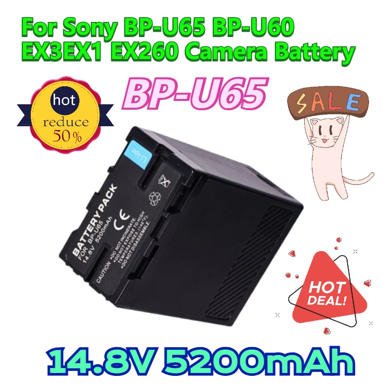 

14.8V 5200mAh for Sony BP-U65 BP-U60 EX3EX1 EX260 Camera Battery